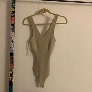 Nude Ribbed Bodysuit Abercrombie and Fitch Size Small